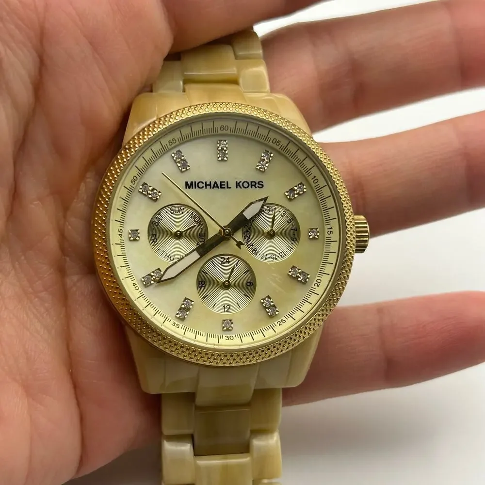 Michael Kors Women MK5039 Chronograph Watch Working New Battery